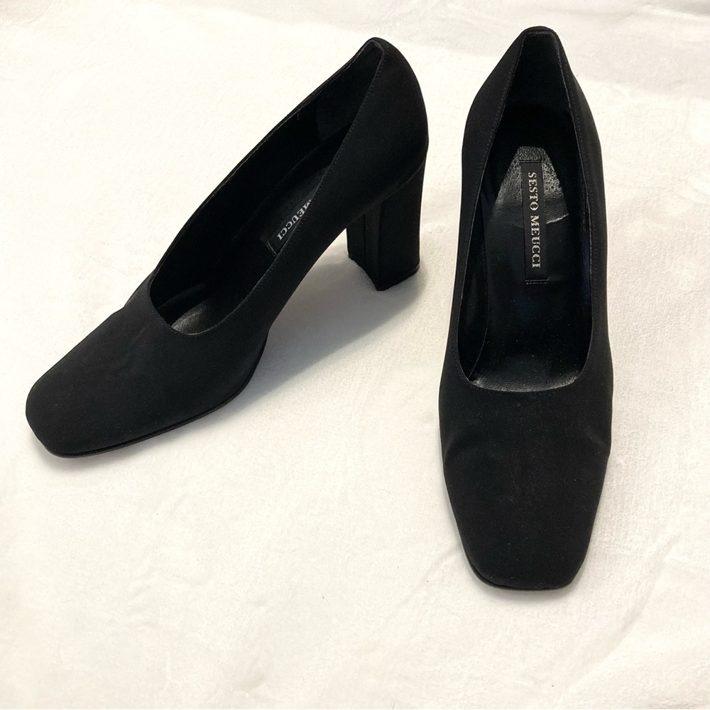 Sesto Meucci Y2K Black High Heels Block Size 9